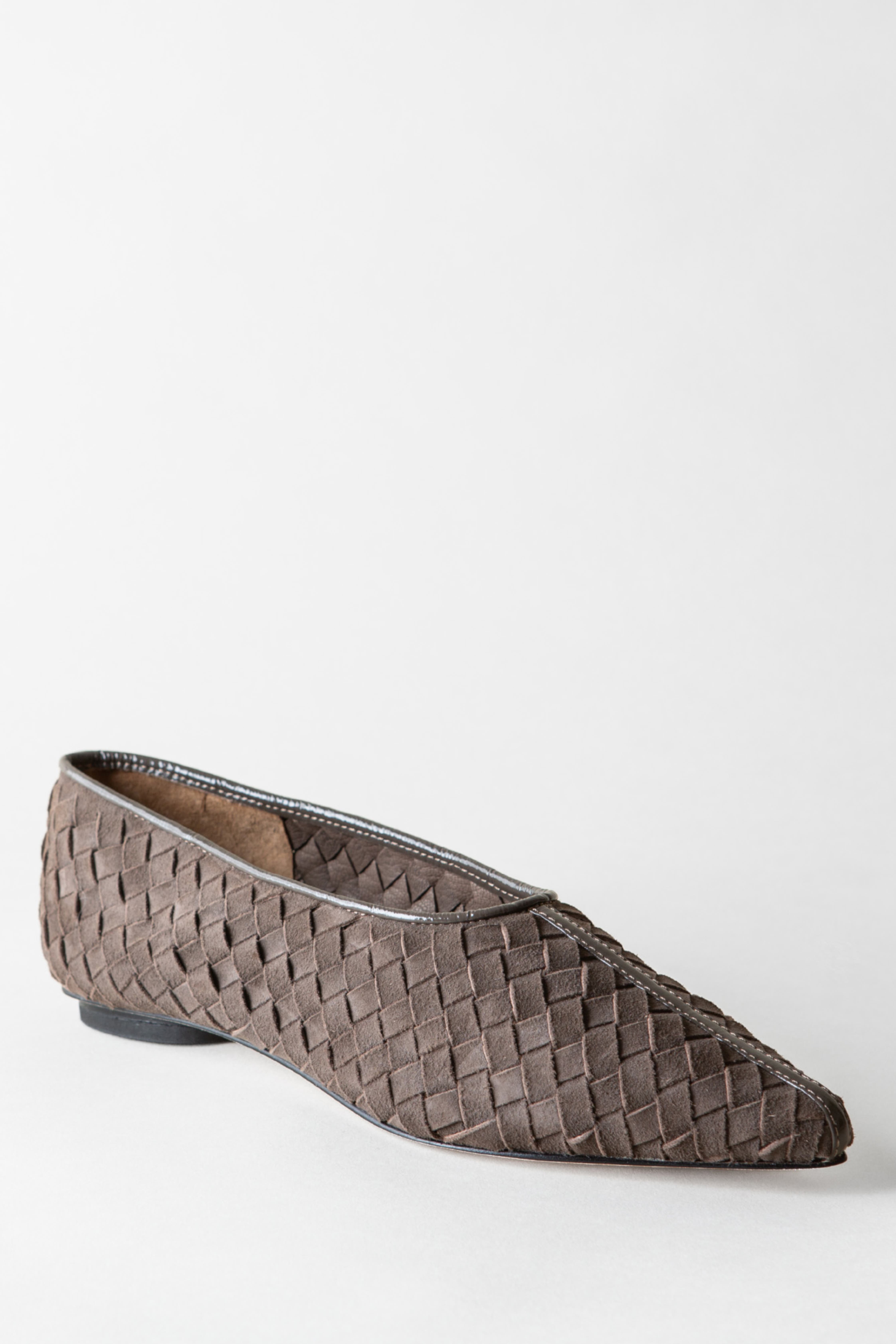 Zelda Pointed-Toe Flat, Main, color, Ash Woven Suede