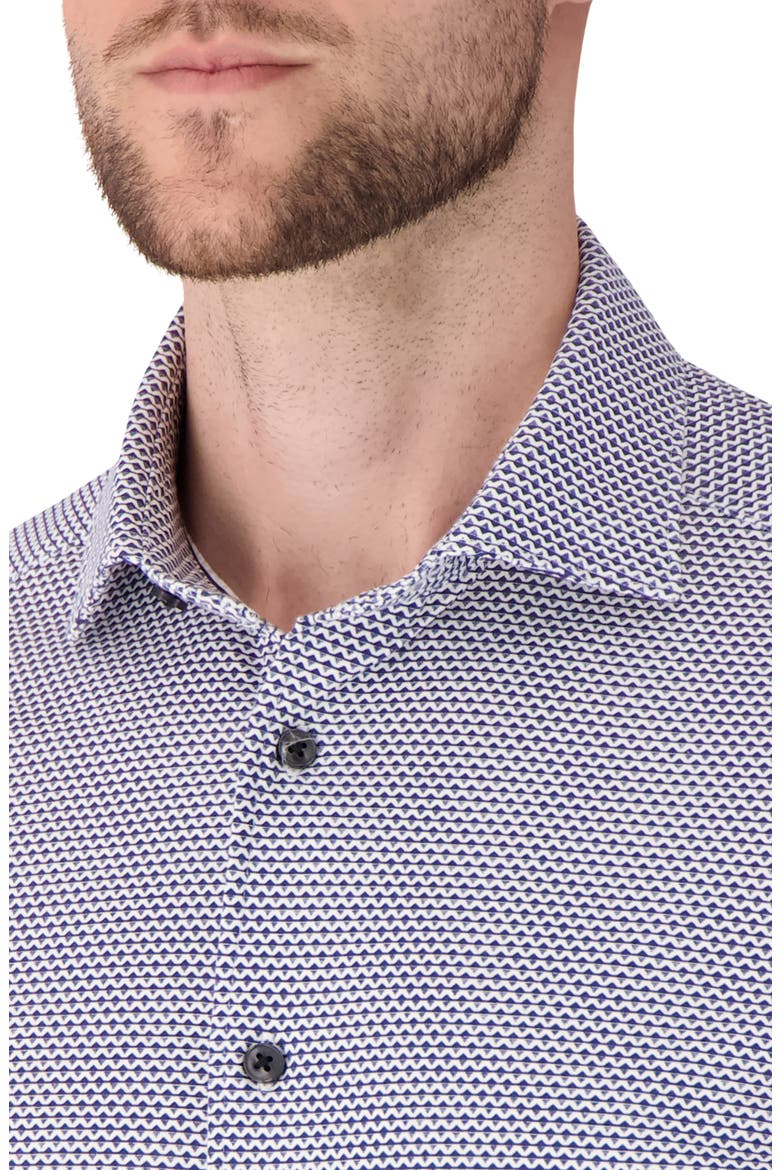 Regular Fit Geometric Print Knit Cotton Dress Shirt, Alternate, color, NAVY