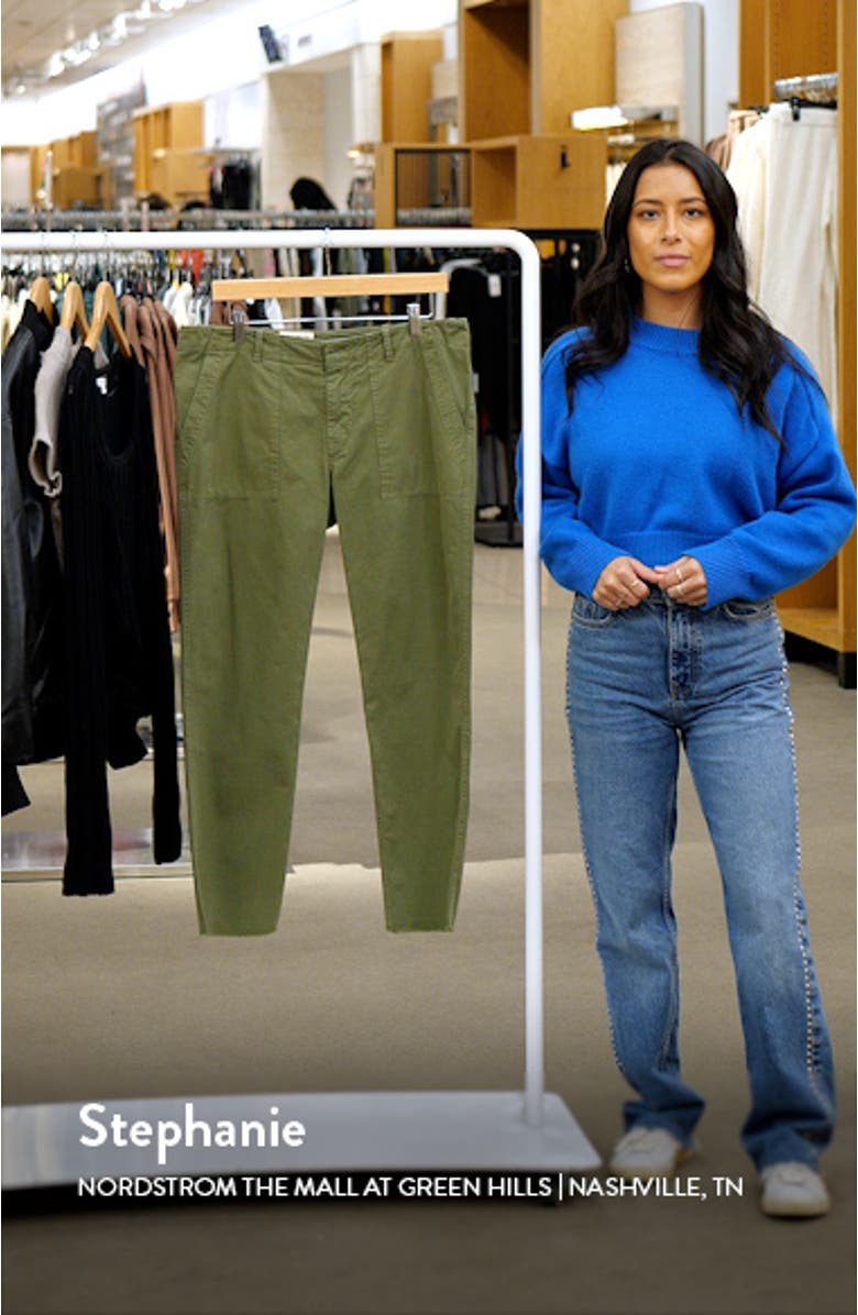 Jenna Raw Hem Crop Cotton Stretch Twill Pants, sales video thumbnail