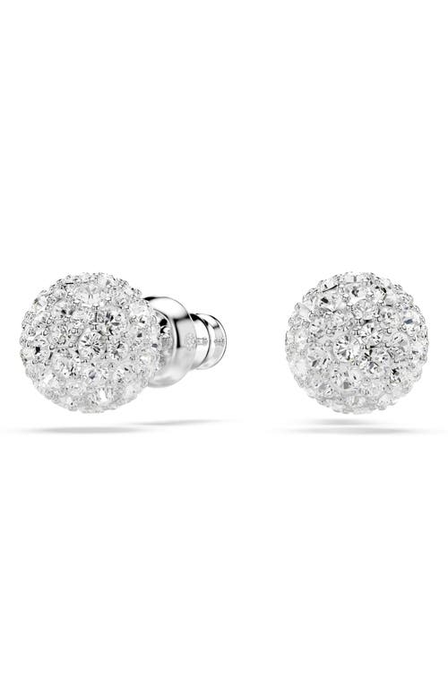 Swarovski Dextera Pierced Earrings Sphere Rhodium Shiny Crystal In Metallic