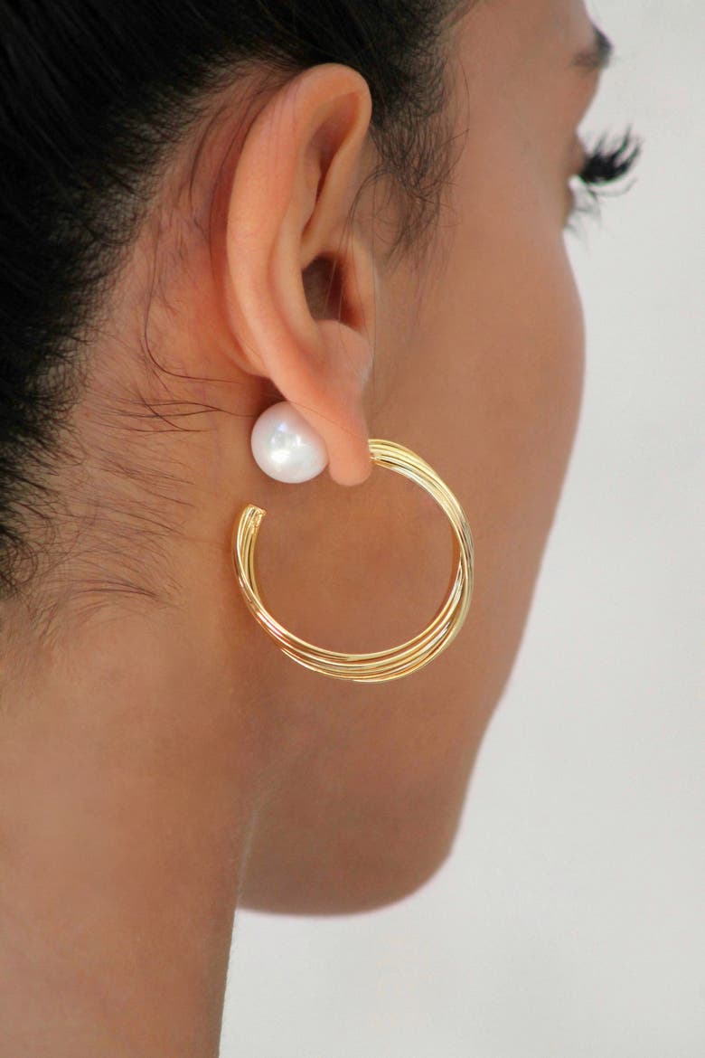 Twisted Wave Hoop Earrings, Alternate, color, Gold