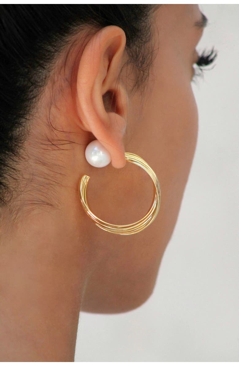 Classicharms Twisted Wave Hoop Earrings, Alternate, color, Gold
