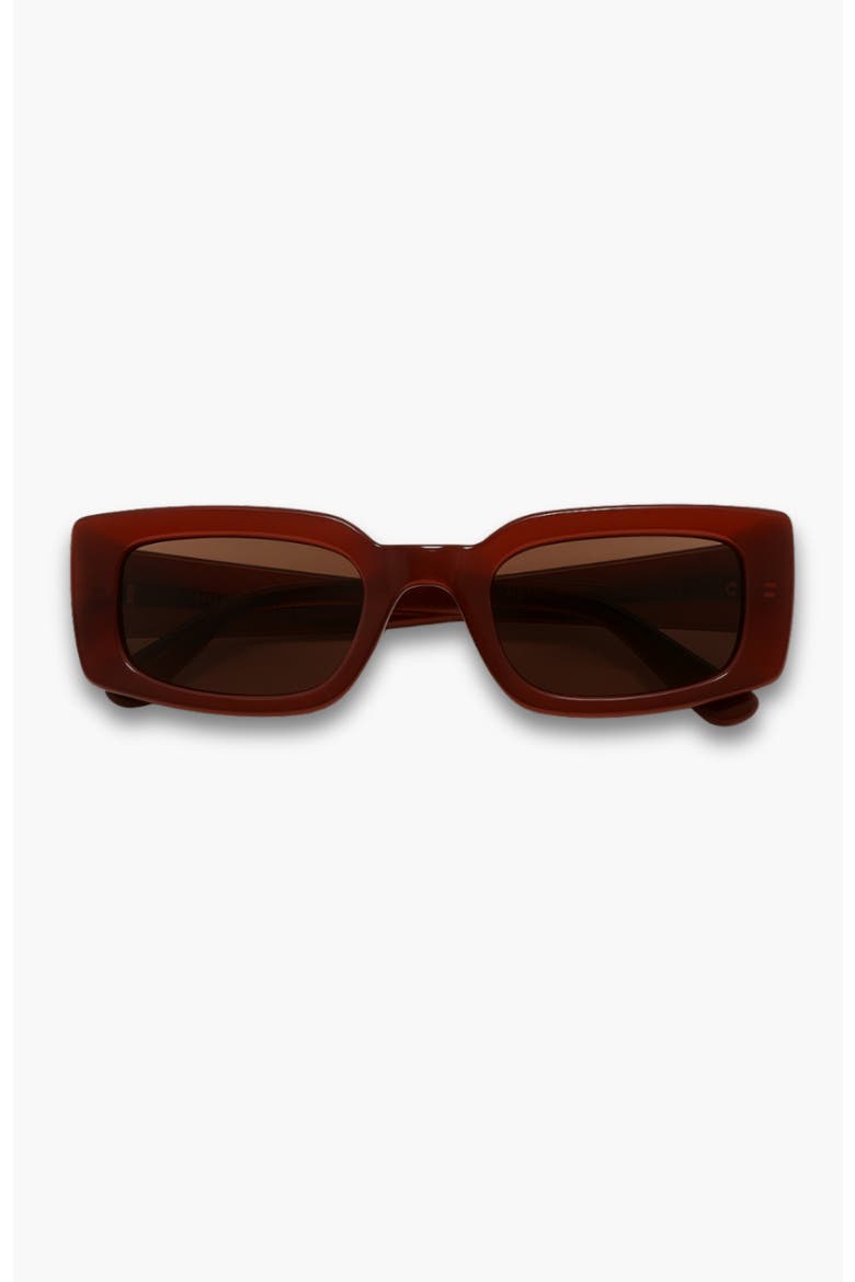 Palm Rectangular Polarized Sunglasses, Main, color, Brown