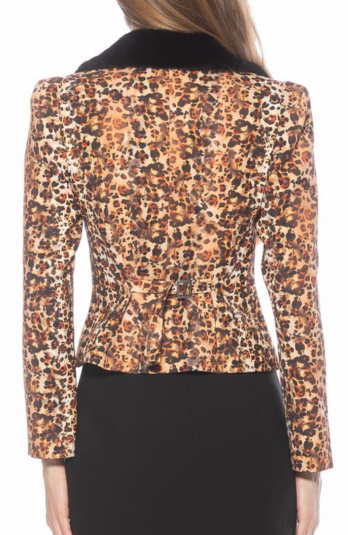 Alexia Admor Sabrina Leopard Faux Fur Notch Collar Blazer In Brown