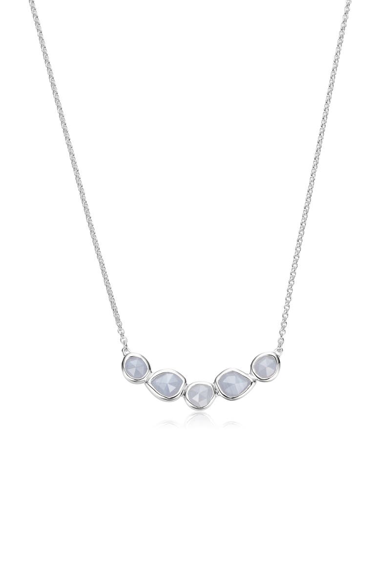 Siren Mini Nugget Cluster Necklace, Main, color, SILVER/ BLUE LACE AGATE