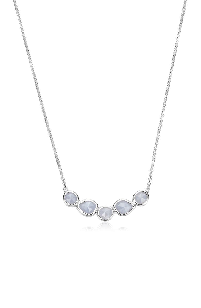 Monica Vinader Siren Mini Nugget Cluster Necklace, Main, color, Silver/ Blue Lace Agate
