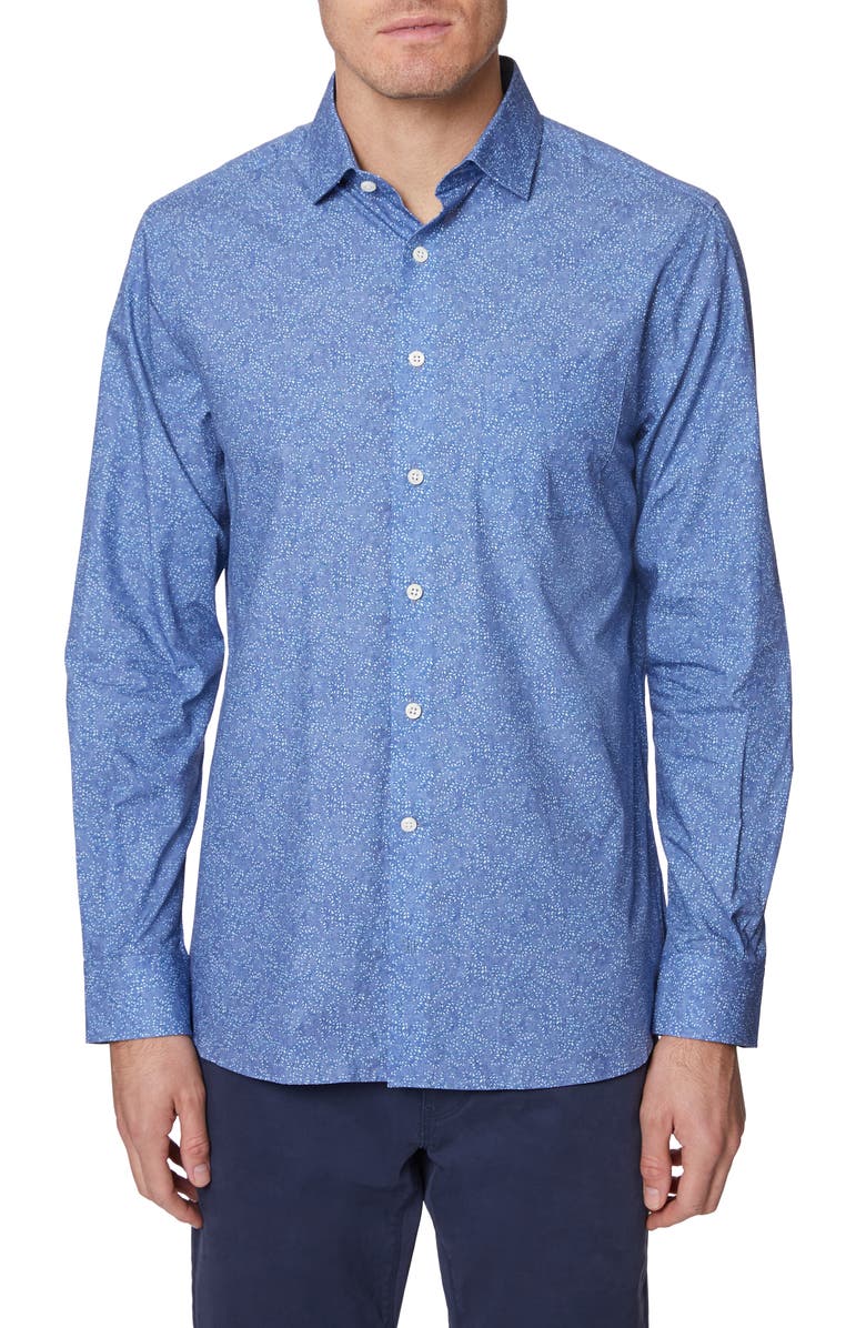 Hickey Freeman Metropolitan Floral Button-Up Shirt, Main, color, 