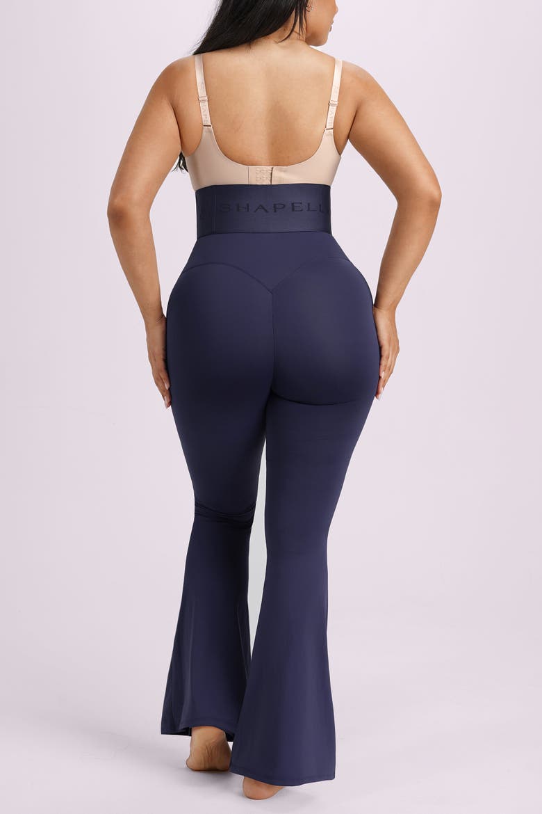 High Waist Tummy Control Front Zip Butt Lift Sculpting Flare Leggings, Alternate, color, Navy Blue