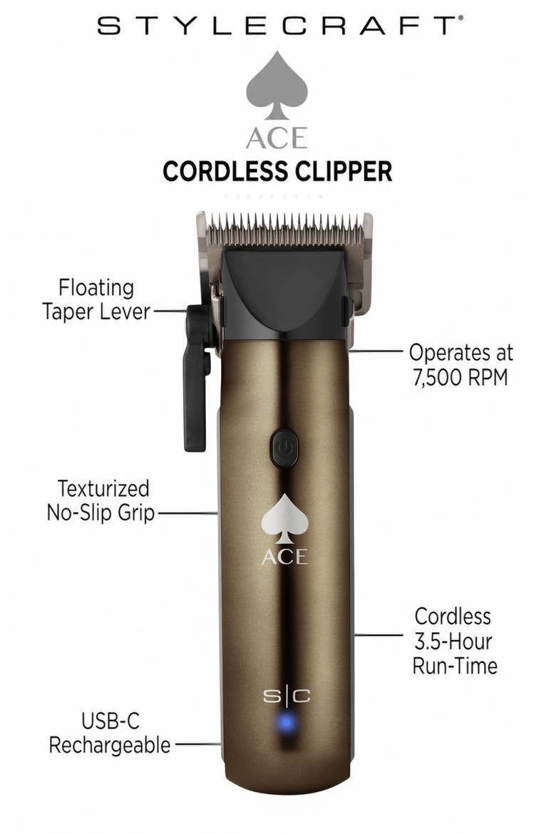 Ace High-Speed Cordless Hair Clipper, Alternate, color, Gunmetal