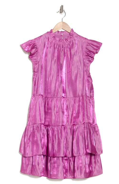 Melloday Flutter Sleeve Tiered Minidress In Pink