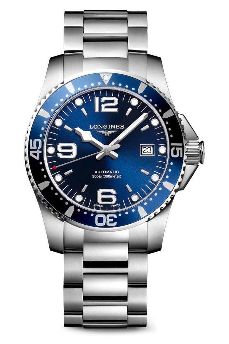 HydroConquest Automatic Bracelet Watch, 41mm, Main, color, BLUE