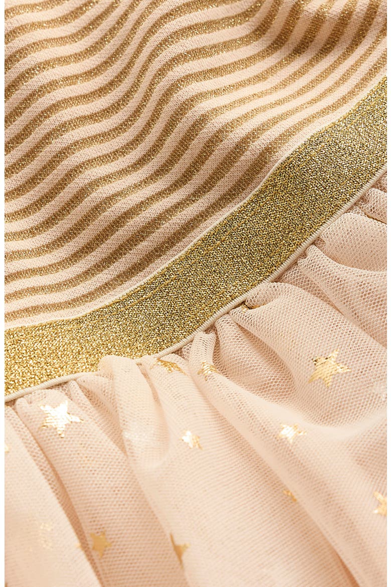 Kids' Metallic Stripe Tulle Skirt Dress, Alternate, color, SOFT IVORY/ GOLD CONFETTI