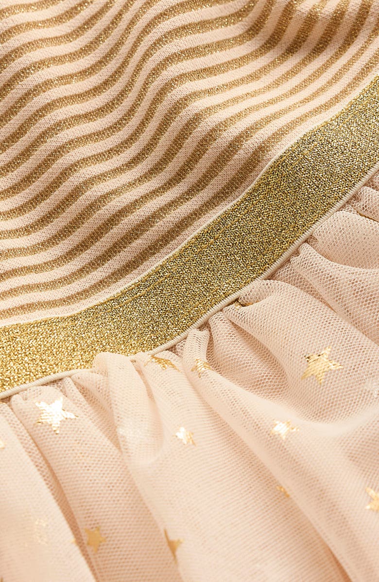 Mini Boden Kids' Metallic Stripe Tulle Skirt Dress, Alternate, color, Soft Ivory/ Gold Confetti