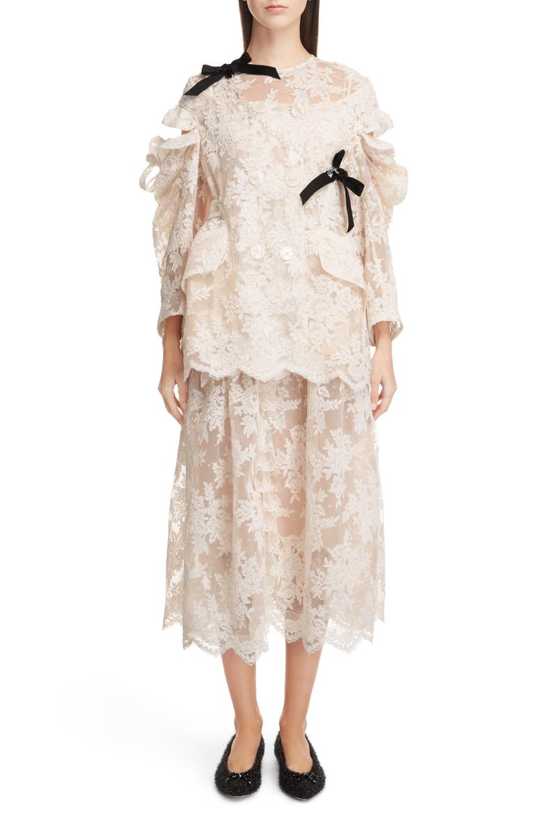 Cold Shoulder Corded Lace Jacket, Alternate, color, IVORY