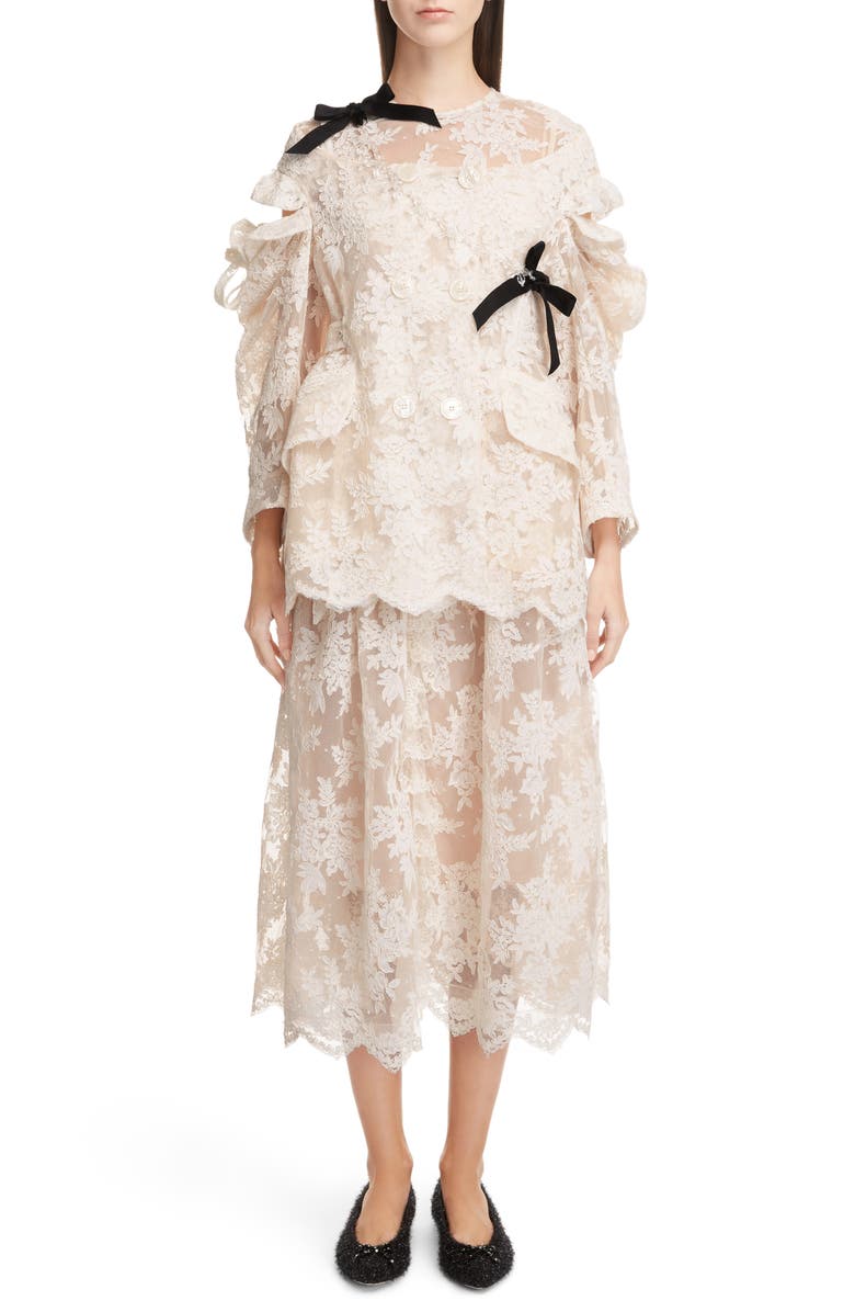 Simone Rocha Cold Shoulder Corded Lace Jacket, Alternate, color, 