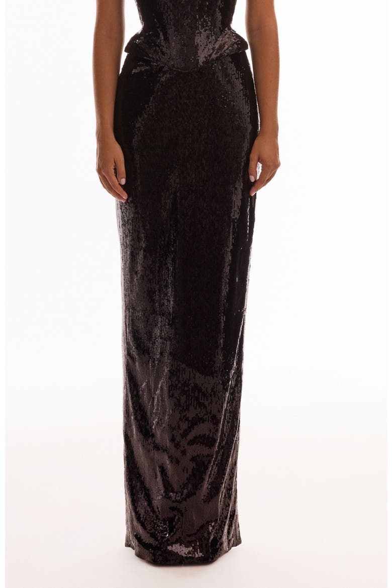 Fitted High-Waist Sequin Pencil Maxi Skirt for Cocktail Events, Main, color, Black