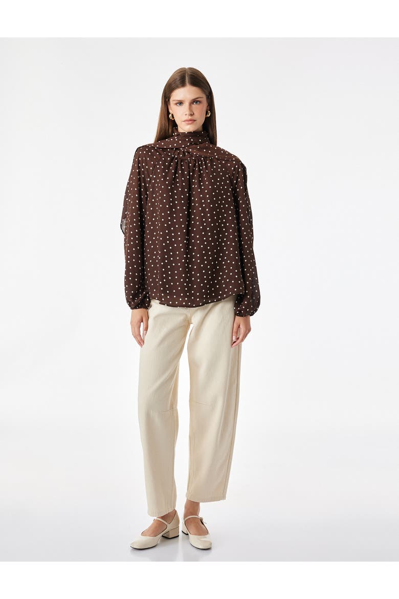 Polka Dot Chiffon Blouse, Main, color, BROWN DESIGN