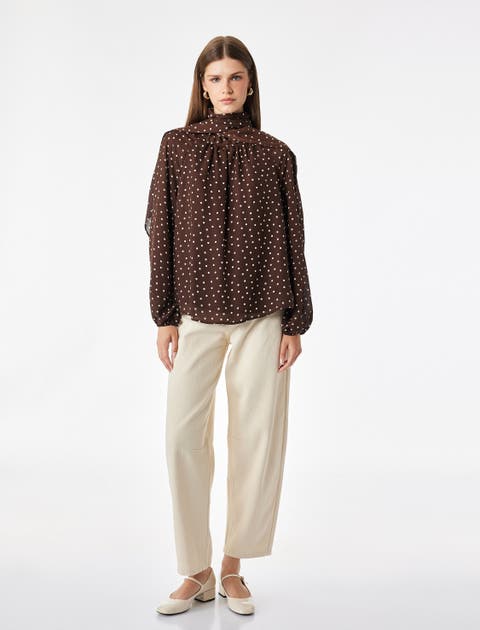 Polka Dot Chiffon Blouse
