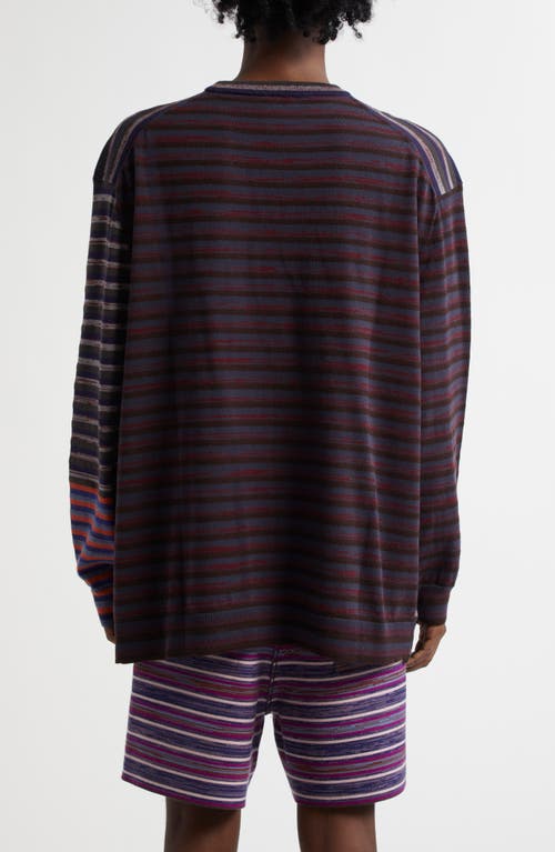 Waste Yarn Project Tania Colorblock Crewneck Sweater In Dark Purple Multi