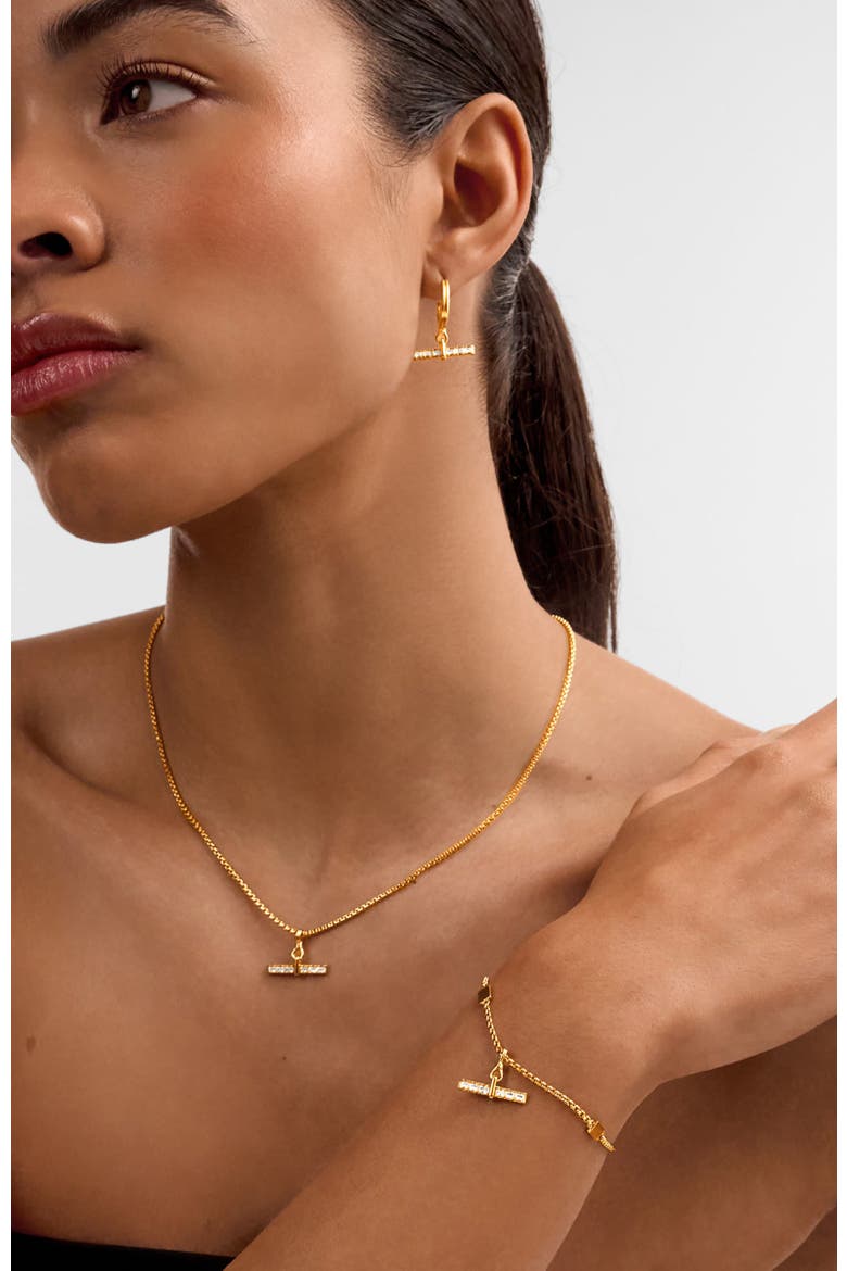 Lustre T-Bar Necklace, Alternate, color, Gold Coated