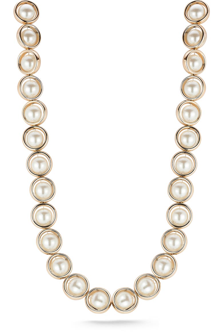 Faux Pearl Necklace, Main, color, GOLD