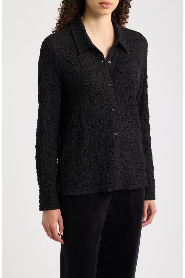 Crinkle Shirt, Main, color, BLACK