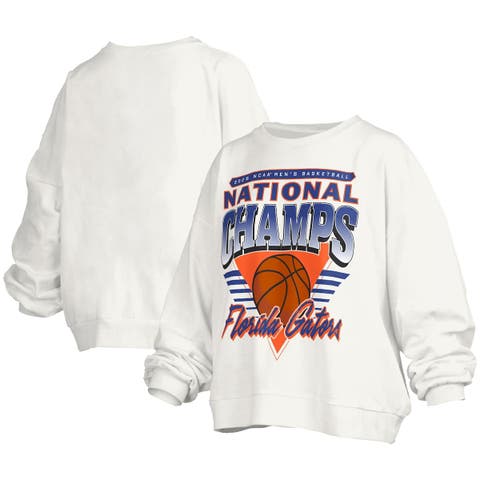 Women's Pressbox White Florida Gators 2025 NCAA Men's Basketball National Champions Trilogy Basketball Janice Oversized Fleece Pullover Sweatshirt