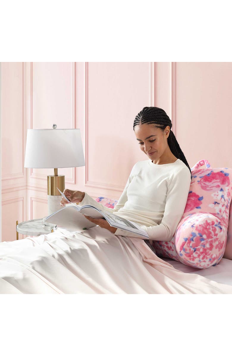 Betsey Johnson Floral Plush Back Rest Decor Pillow, Alternate, color, Pink