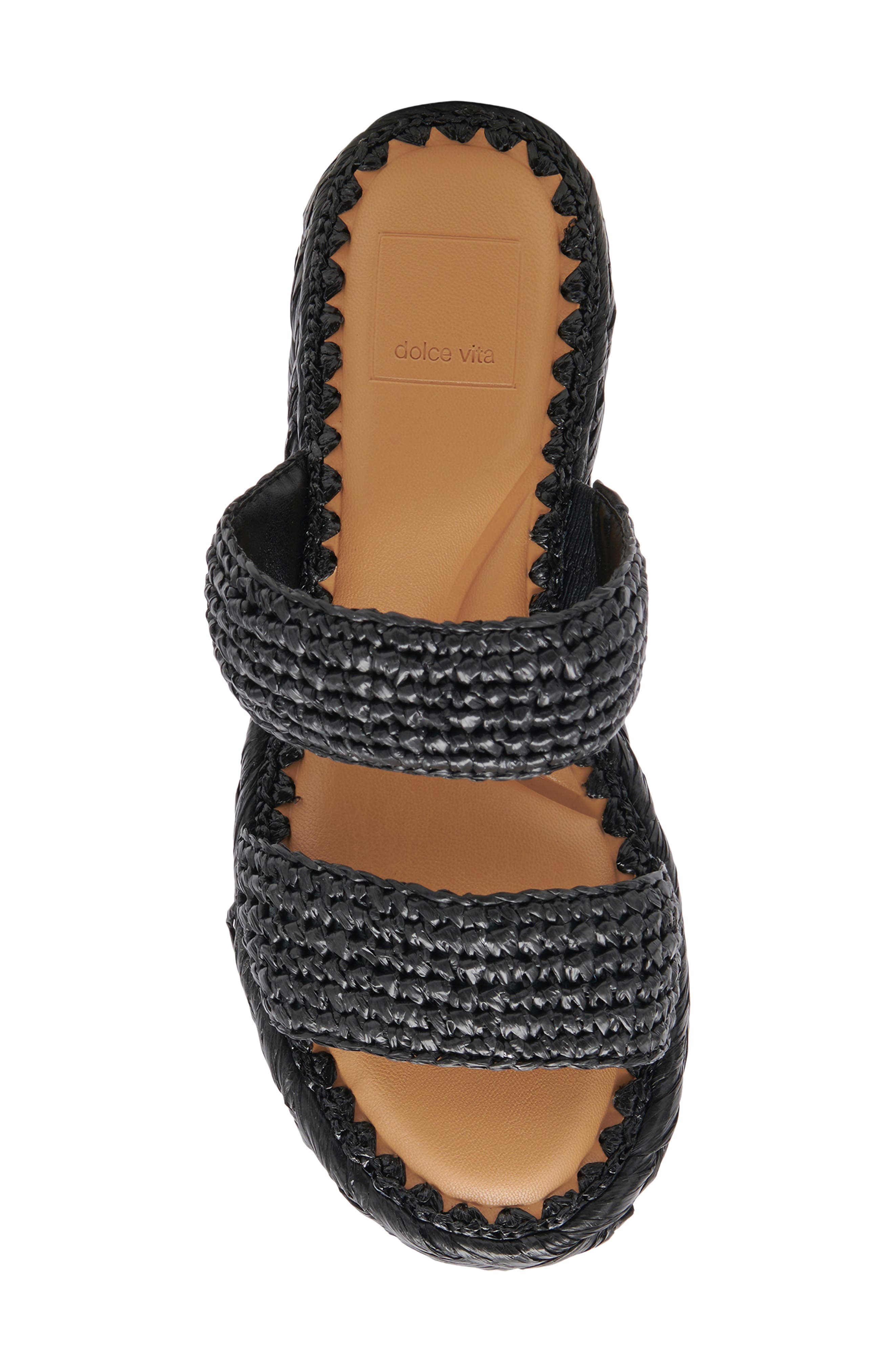 Dolce Vita Corla Braided Platform Slide Sandal, Alternate, color, Onxy Raffia