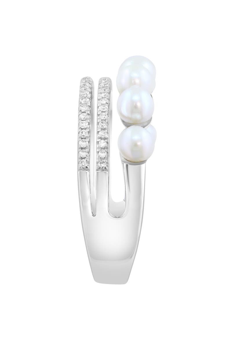 EFFY Sterling Silver Freshwater Pearl & Diamond Triple Band Ring, Alternate, color, White