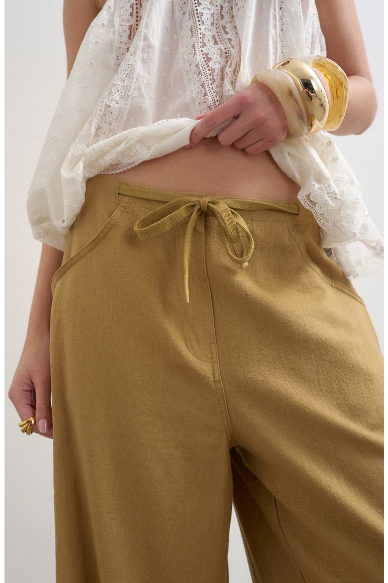 Wide Leg Linen & Cotton Utility Pants, Alternate, color, TAN