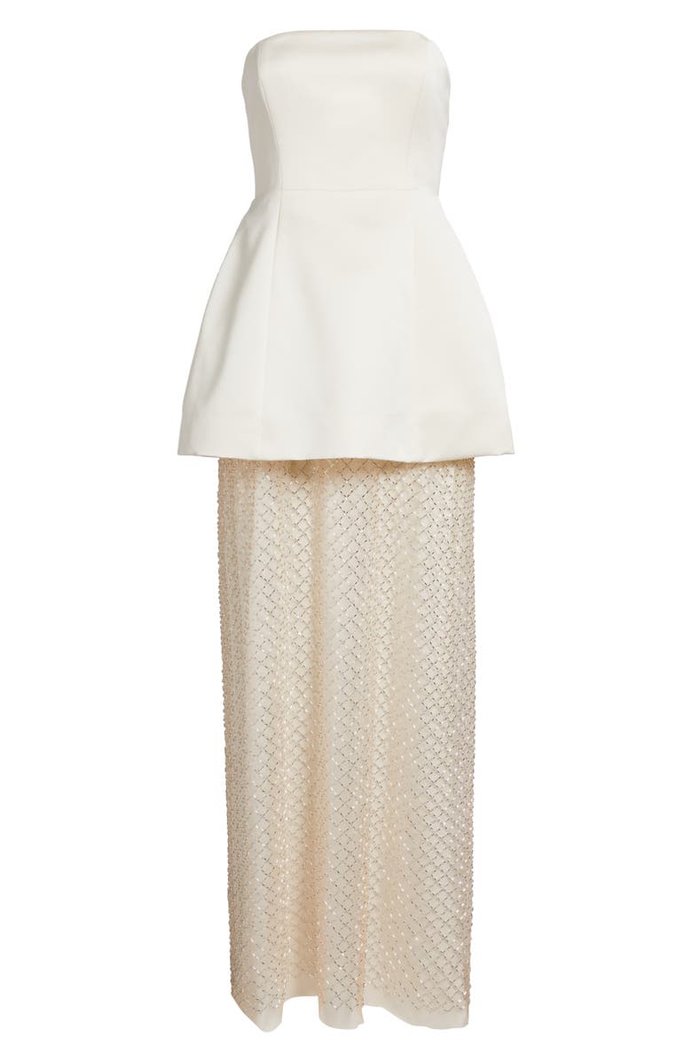 Delfi Collective Gemma Strapless Netted Gown, Alternate, color, Ivory