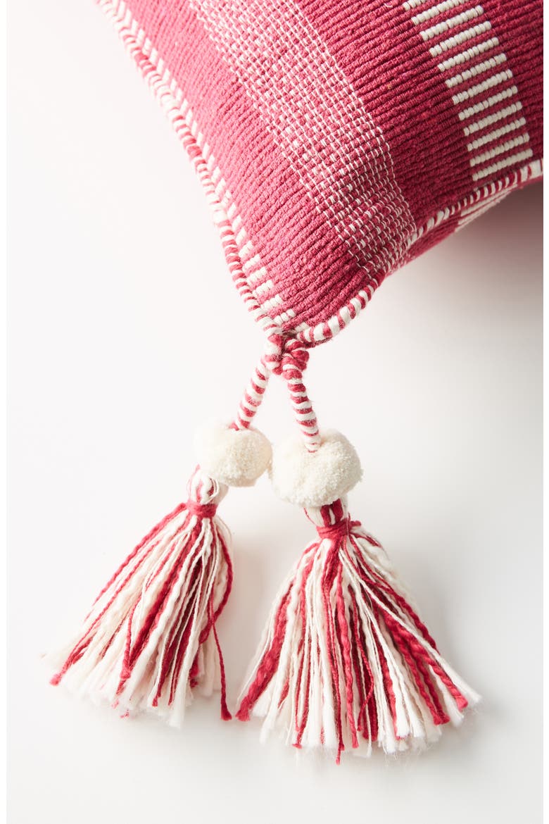 Anthropologie Ramona Stripe Tassel Accent Pillow, Alternate, color, PINK