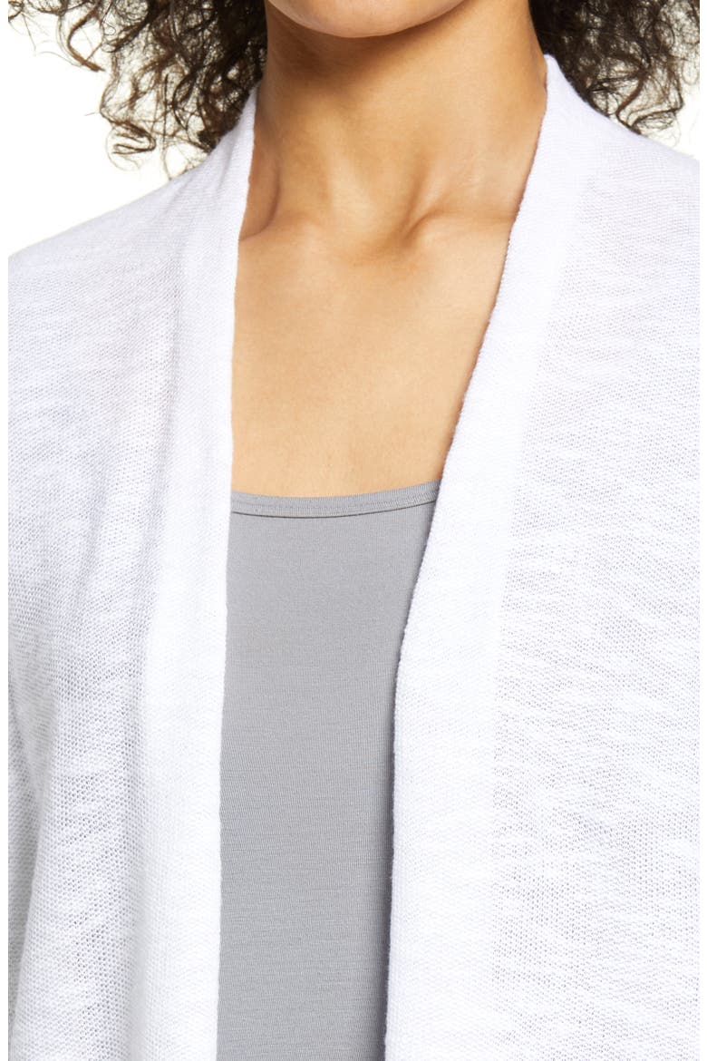 Linen & Cotton Open Front Cardigan, Alternate, color, WHITE