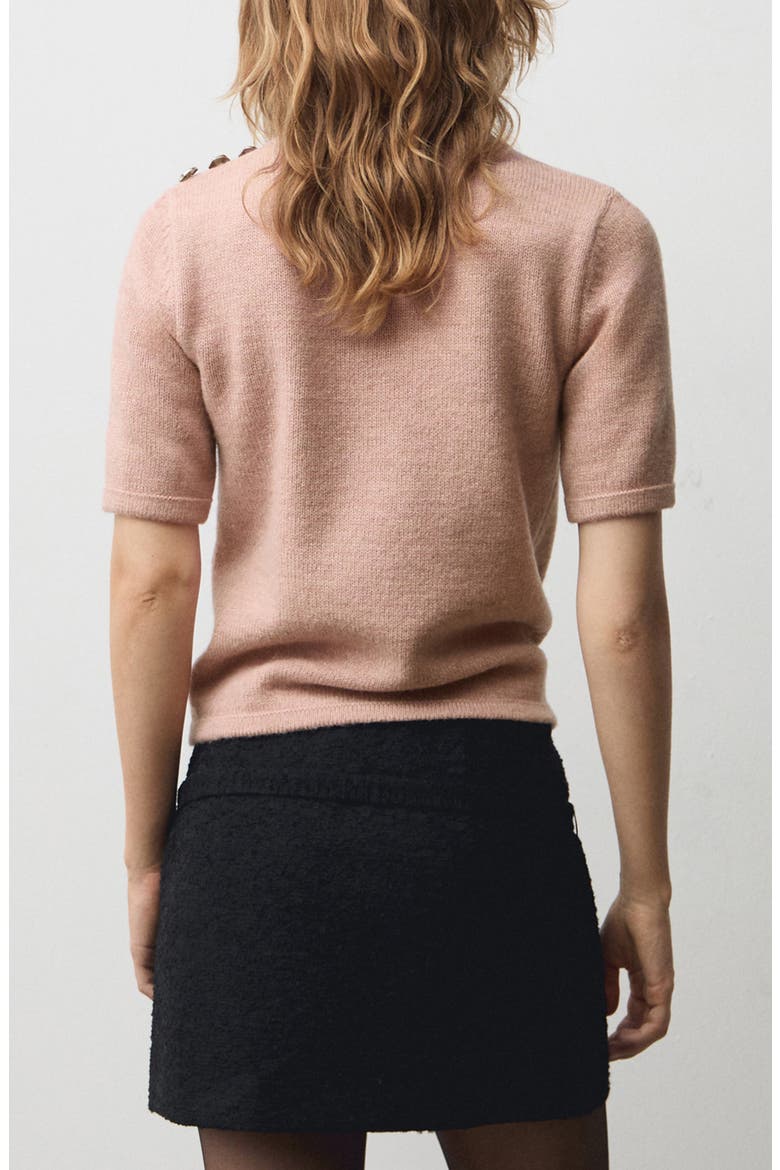 Perkins Short Sleeve Mock Neck Sweater, Alternate, color, PALE PINK