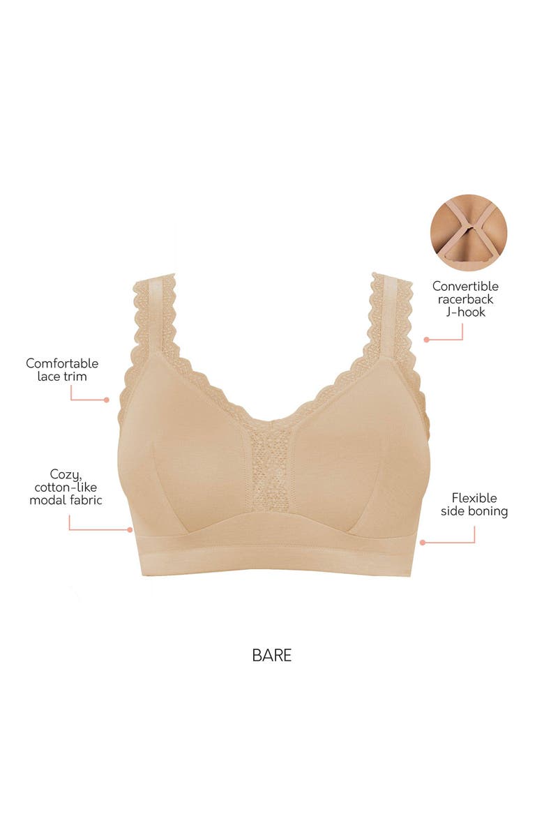Dalis Wire-Free Bralette, Alternate, color, Bare