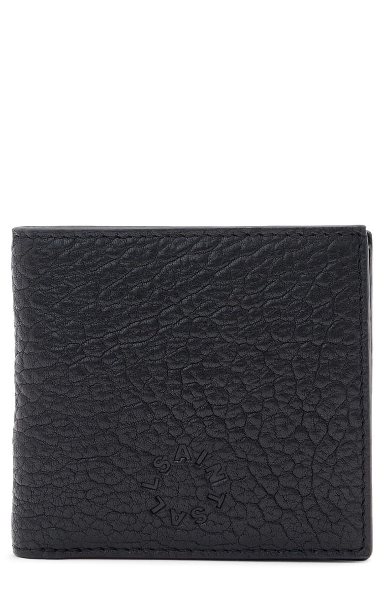 AllSaints Elkka Haven Leather Bifold Wallet, Main, color, Black