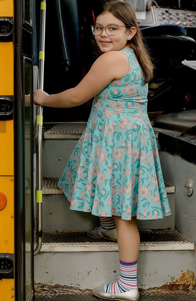 Mightly Organic Cotton Sleeveless Print Twirl Dress, Alternate, color, Tiger Lily