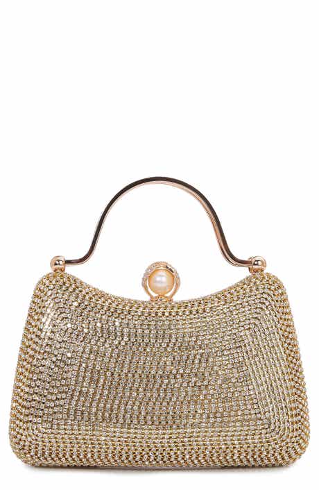 Pearl Clasp Rhinestone Handheld Bag