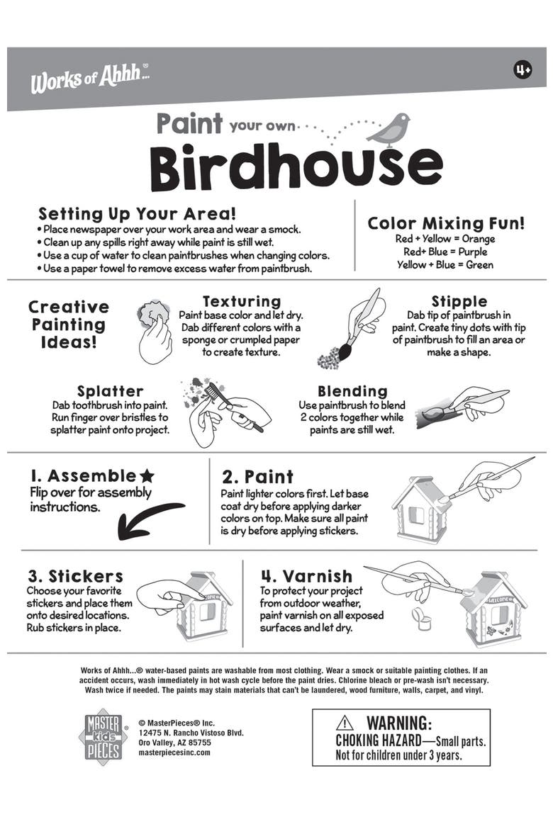 Birdhouse Wood Craft & Paint Kit, Alternate, color, Multicolor