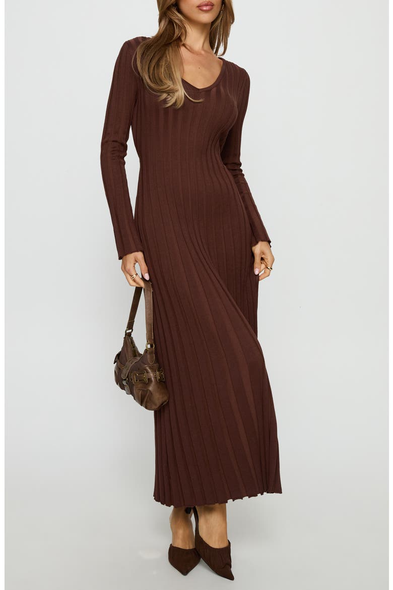 Gratuita Long Sleeve Rib Maxi Sweater Dress, Main, color, CHOCOLATE