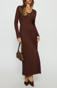 Princess Polly Gratuita Long Sleeve Rib Maxi Sweater Dress