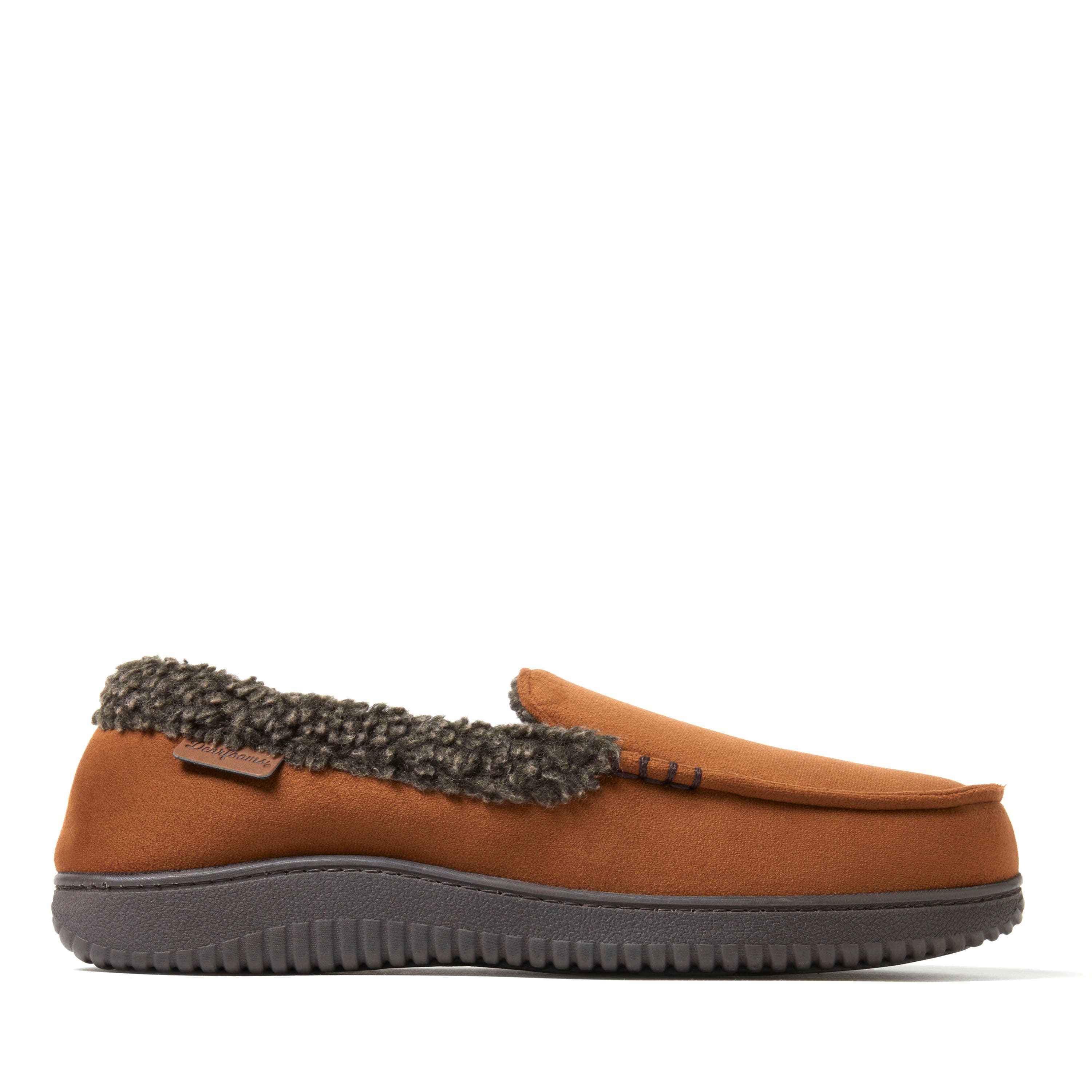 DEARFOAMS Alexander Microsuede Moccasin Slipper, Alternate, color, Chestnut