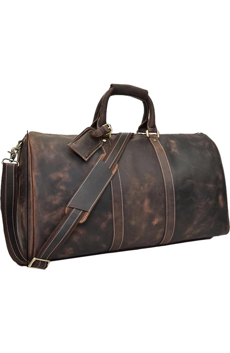 STEEL HORSE LEATHER The Bjarke Weekender | Handcrafted Leather Duffle Bag, Alternate, color, Dark Brown