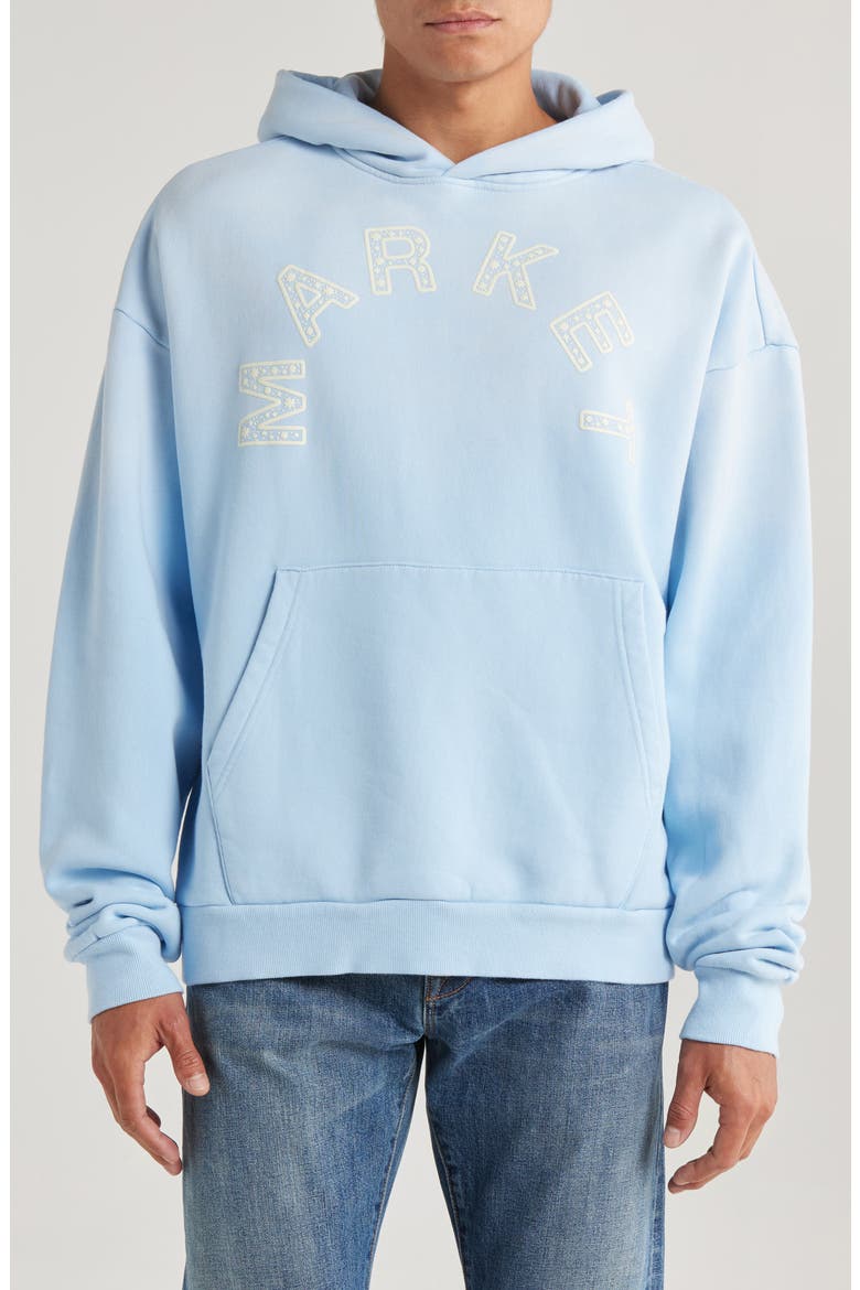 Starry Arc Logo Cotton Graphic Hoodie, Main, color, ICE BLUE