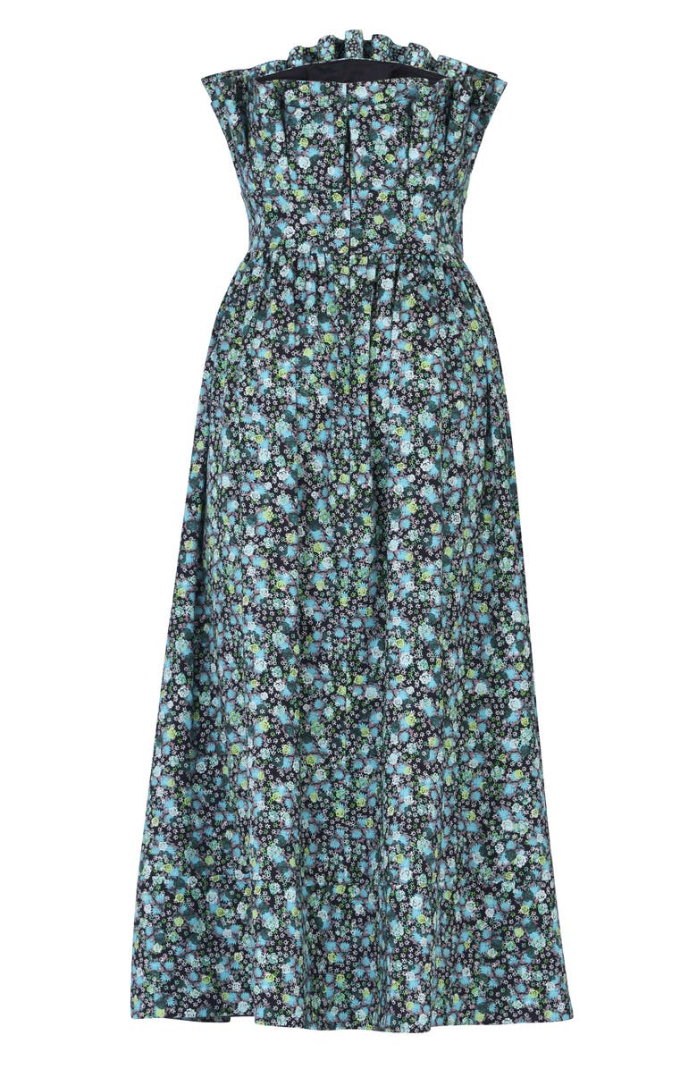 De Loreta Abanico Pleated Strapless Fit & Flare Dress, Alternate, color, Jazmin Print