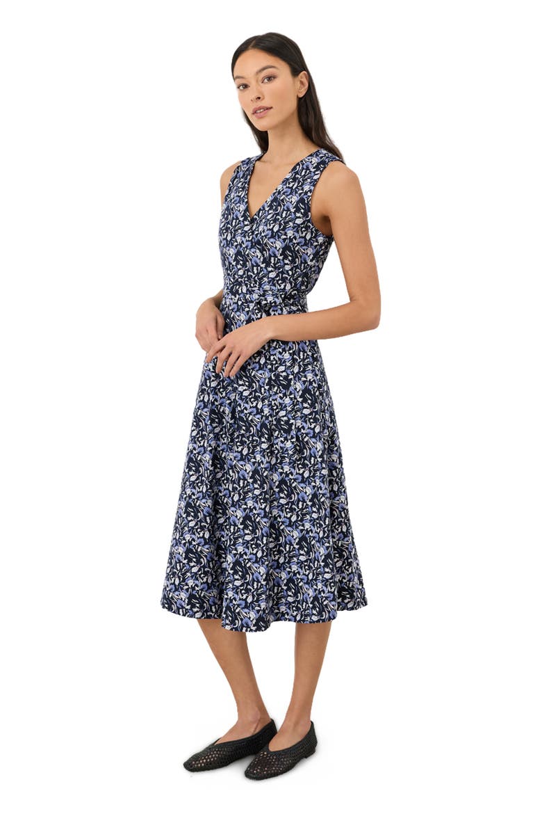 Fit & Flare Easy V-Neck Dress Made With Organic Cotton, Alternate, color, Paradise Petals Navy Blue