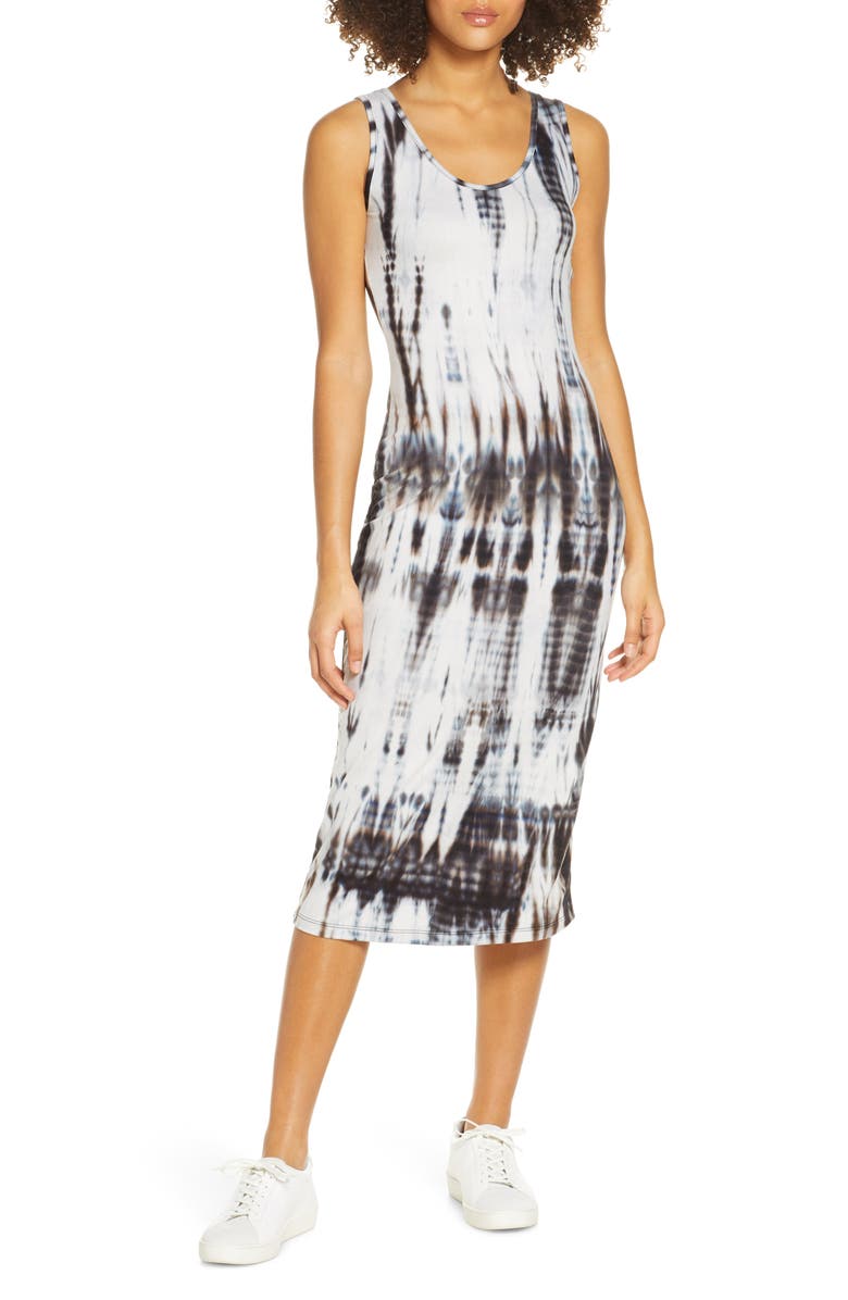 Fraiche by J Sleeveless Tie Dye Midi Dress, Main, color, 