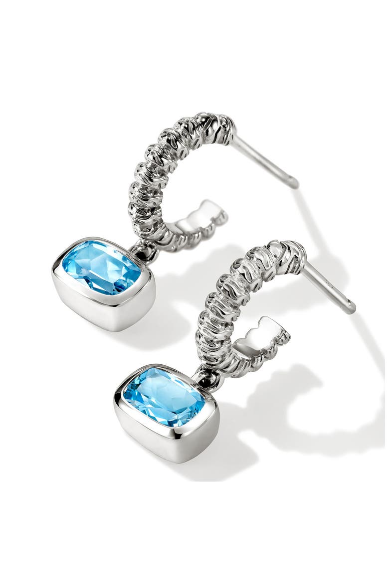 Heishi Swiss Blue Topaz Drop Earrings, Alternate, color, SILVER