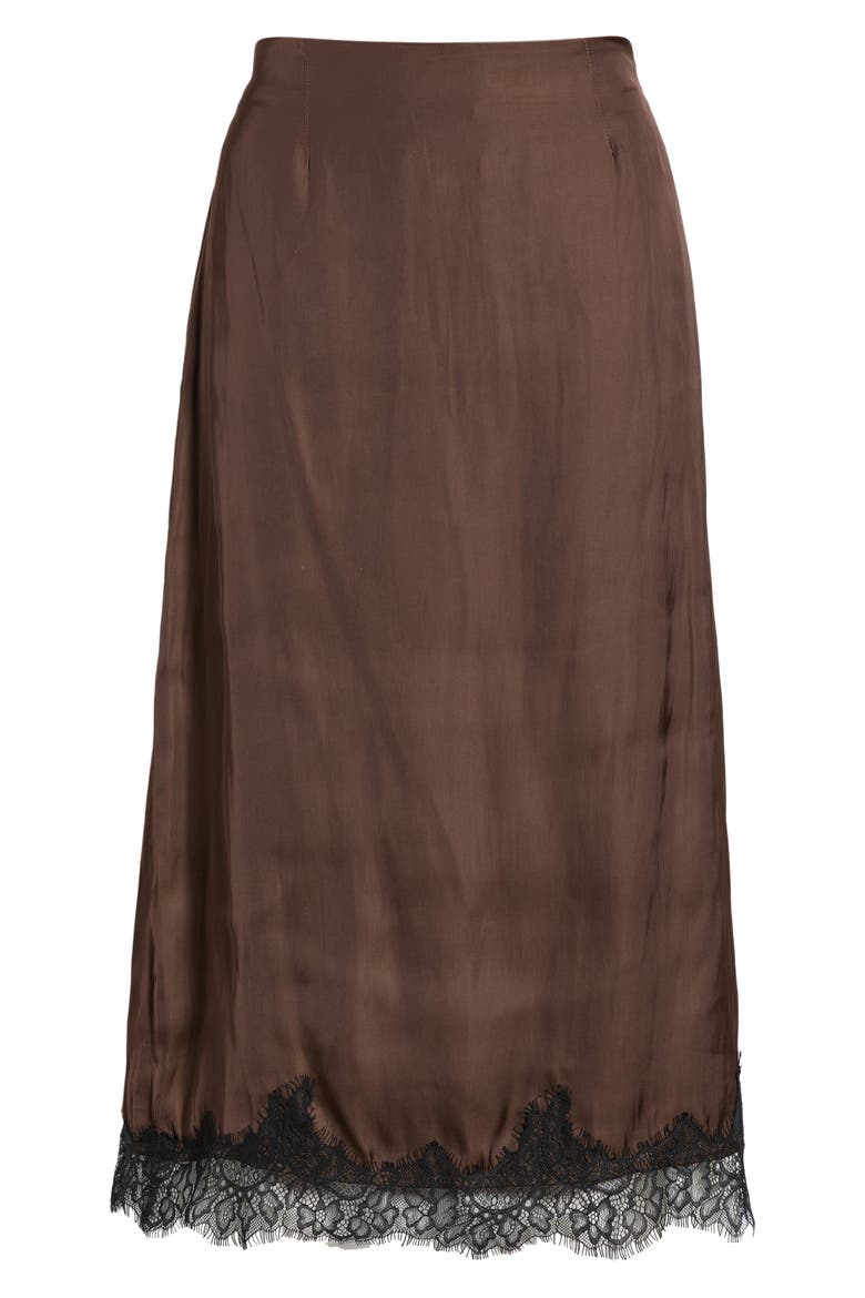 Peppers Lace Trim Midi Skirt, Alternate, color, CHOCOLATE